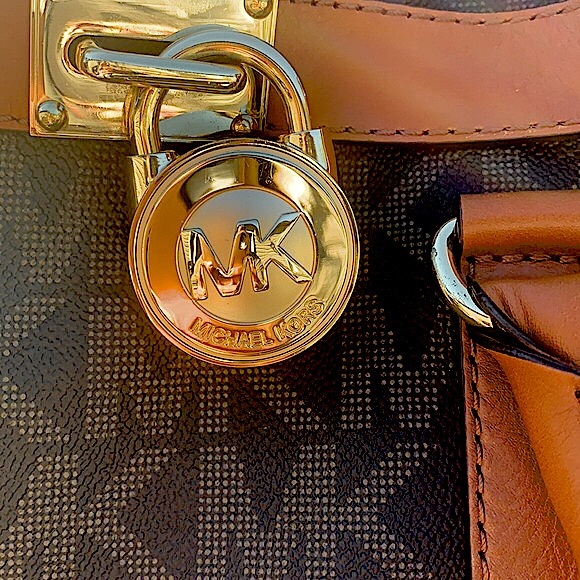 Michael Michael Kors Leather Hamilton Logo Tote Satchel Signature Monogram Bag - Picture 9 of 12